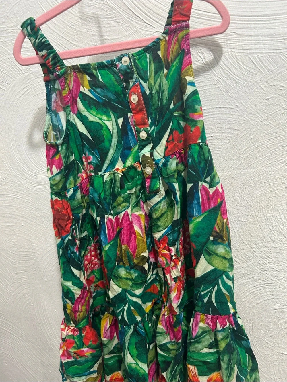 Primark Kids Floral One-Piece Dress - Green Tropical Print